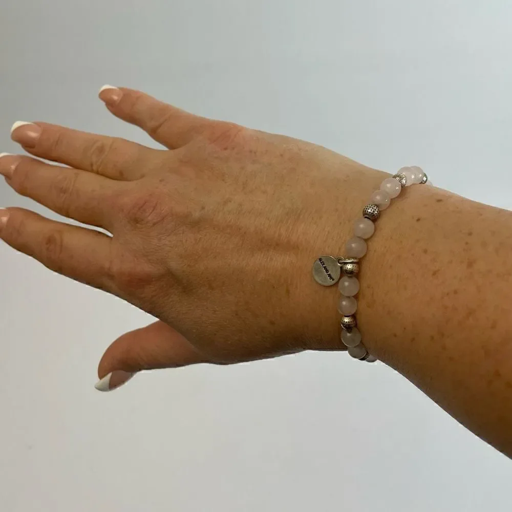Alex and Ani| White Jade| Silver accent|Stretch bracelet